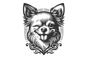 Happy chihuahua dog engraving vector, an Animal Illustration by AlexArt