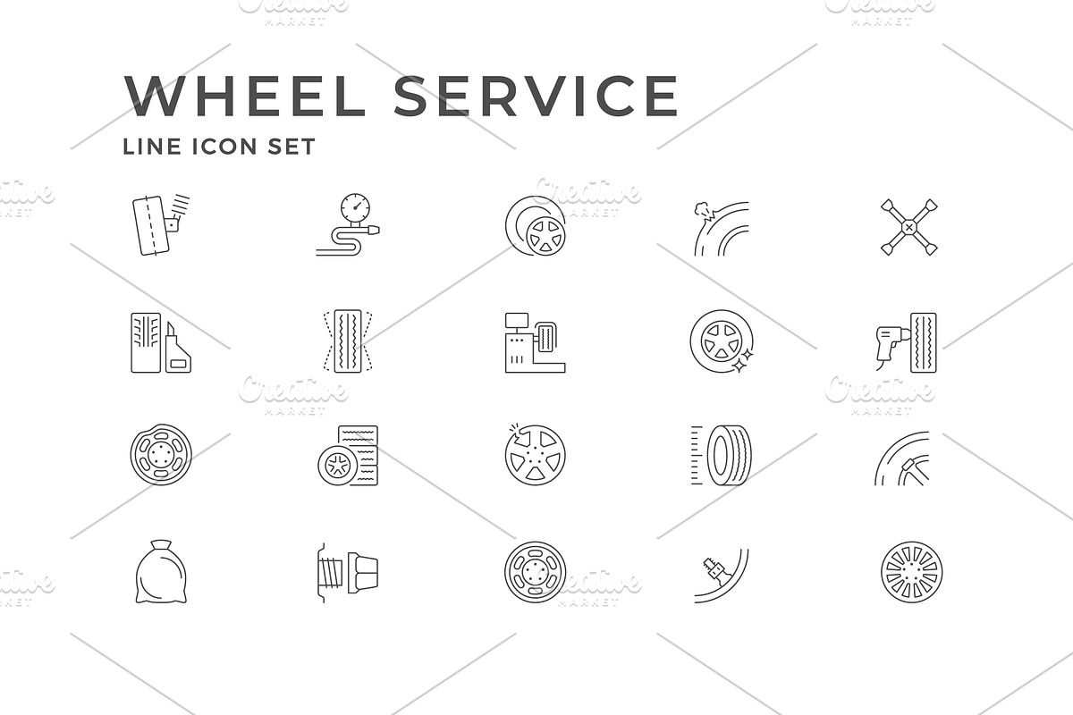 Set line icons of car wheel service, an Object Graphic by motorama (Photo 2 of 3)