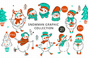 Snowman Christmas Graphic Pack., an Illustration by ClipArtRoom (Thumbnail 1 of 6)