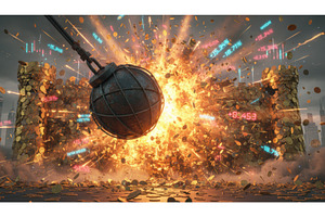 A wrecking ball smashing into a, a Business Photo by Igor Tichonow