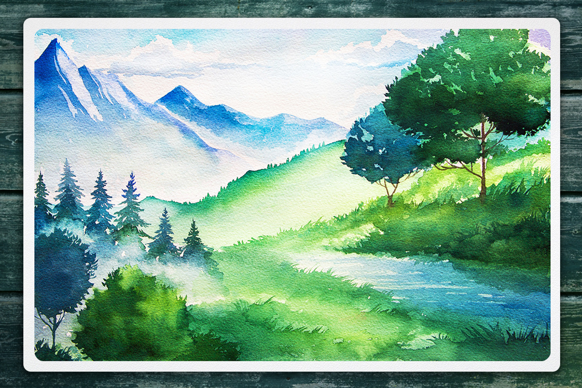 Watercolor Landscape set #3, an Animal Illustration by AlexGreenArt (Photo 5 of 8)