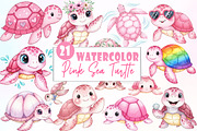 Pink Sea Turtle Clipart PNG, an Illustration by Watercolor design (Thumbnail 1 of 6)