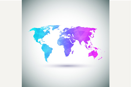 Low poly Geometric world map. Vector, a Wallpaper Graphic by Shanvood