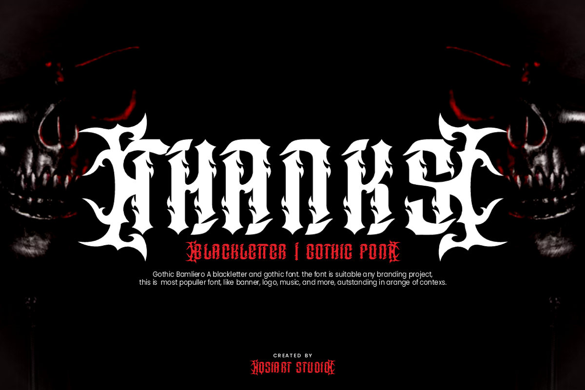 Gothic Bamliero - Blackletter Font, a Blackletter Font by Iqsiart Studio (Photo 10 of 10)