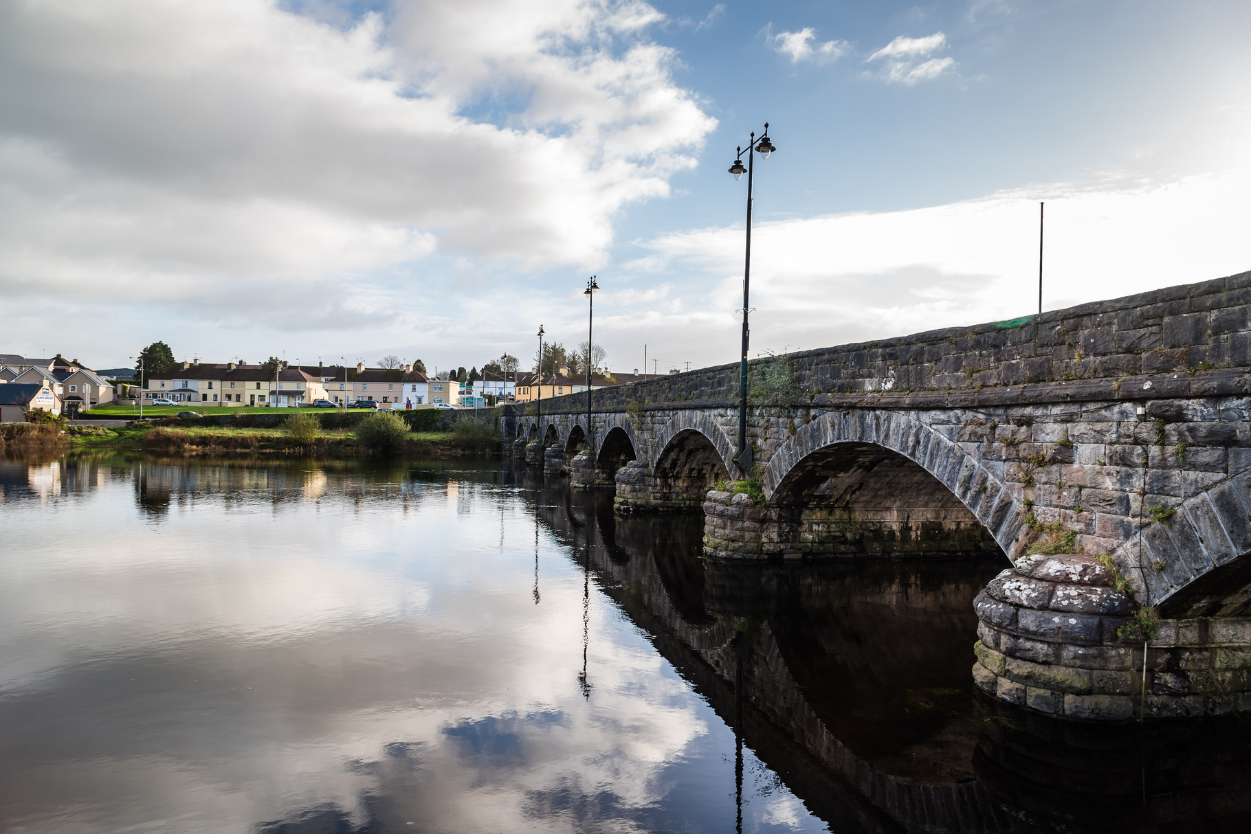 Beautiful bridge and reflections on stock photo containing built ...