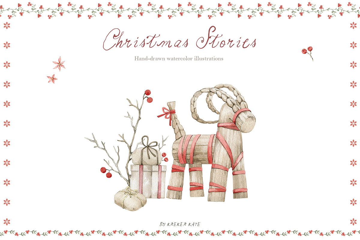 Christmas Stories Watercolor Animals, a Seasonal Illustration by Kreker Kate (Photo 12 of 12)