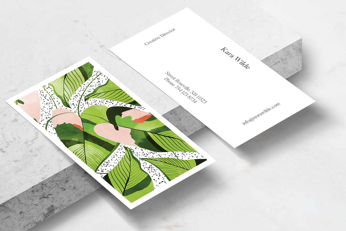 Blushing Leaves Business Card Templa, a Business Card Template by Human-made. Made to feel. (Photo 2 of 2)