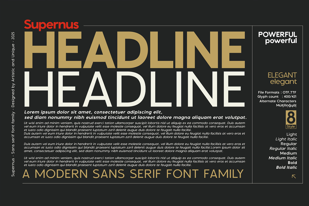 Supernus - Sans serif Font Family, a Sans Serif Font by Artistic & Unique (Photo 15 of 15)