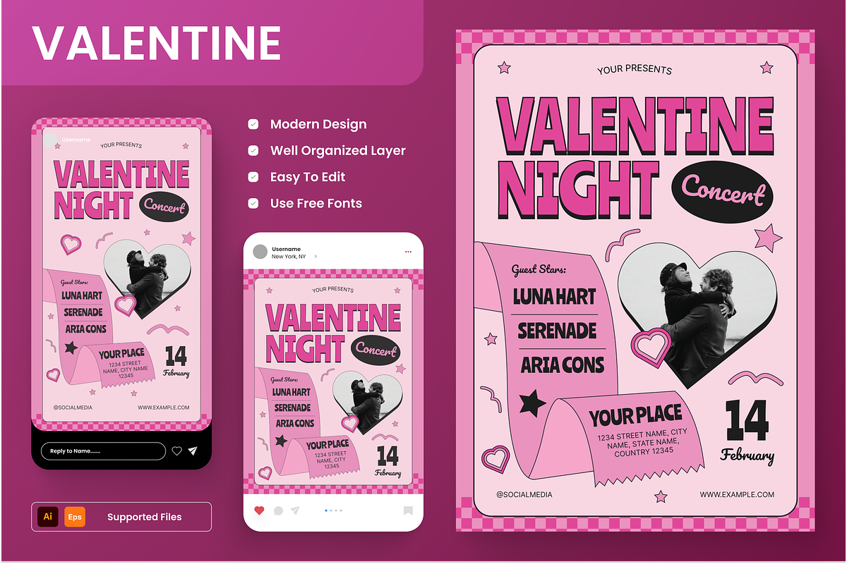 Valentine Concert Flyer Set, a Flyer Template by Annora Studio (Photo 1 of 6)