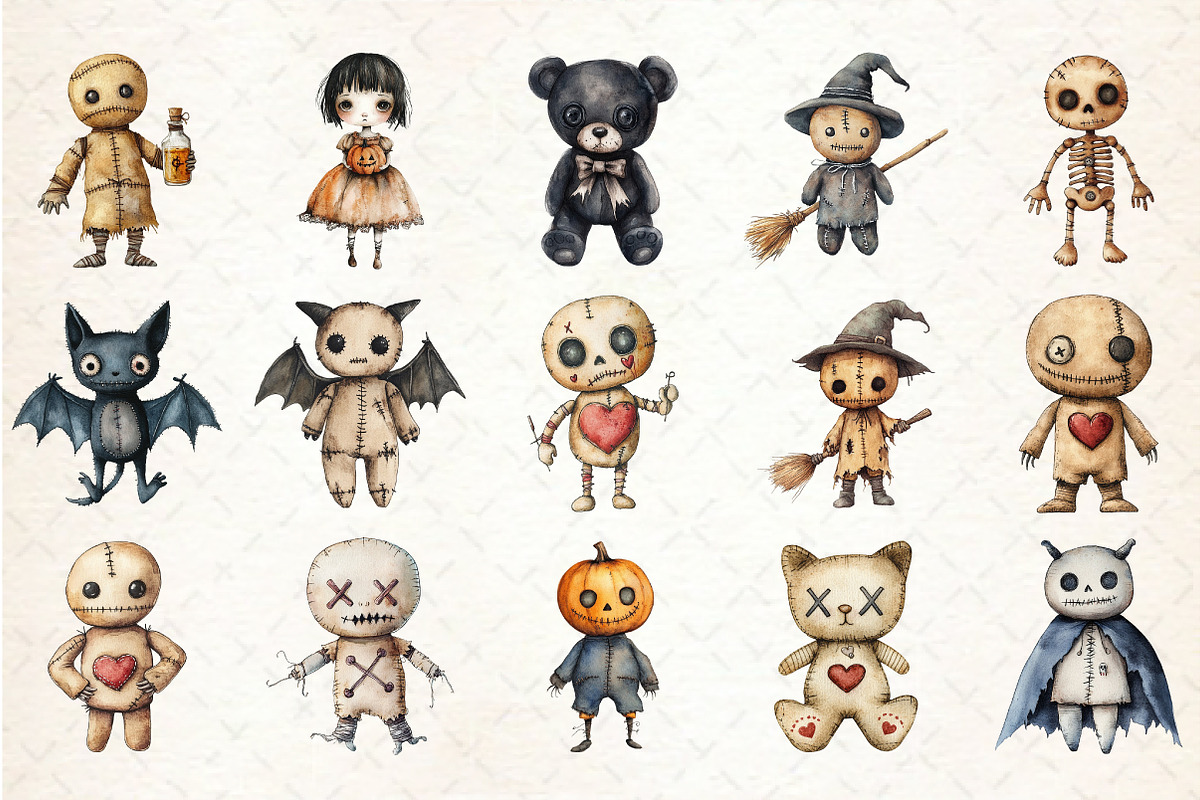 Halloween gothic Voodoo Doll Clipart, an Illustration by Rose Art (Photo 2 of 7)