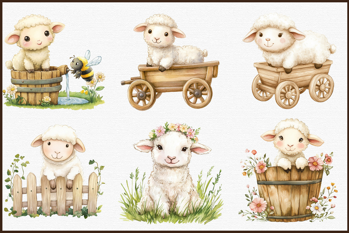 Lamb Farm Clipart, an Illustration by Sublimation Artist (Photo 3 of 6)