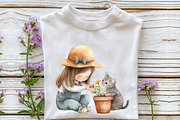 Little Girl & Cat Clipart, an Illustration by Rose Art (Thumbnail 4 of 7)