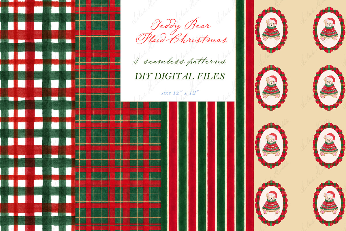 Christmas Teddy Bear Pattern, a Graphic by LABFcreations (Photo 3 of 4)