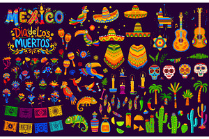 Mexican holiday objects set, a Seasonal Illustration by Vector Tradition