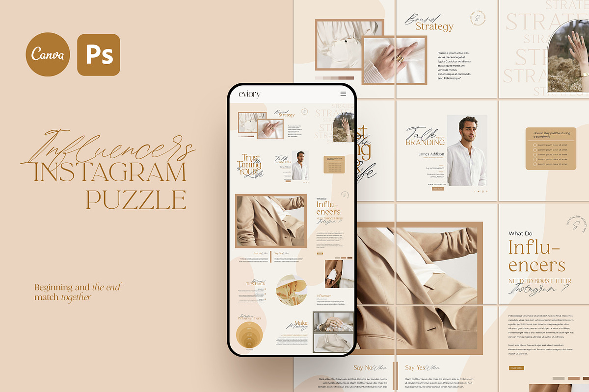 PUZZLE Bundle Instagram CANVA PS, a Social Media Template by Eviory (Photo 8 of 50)