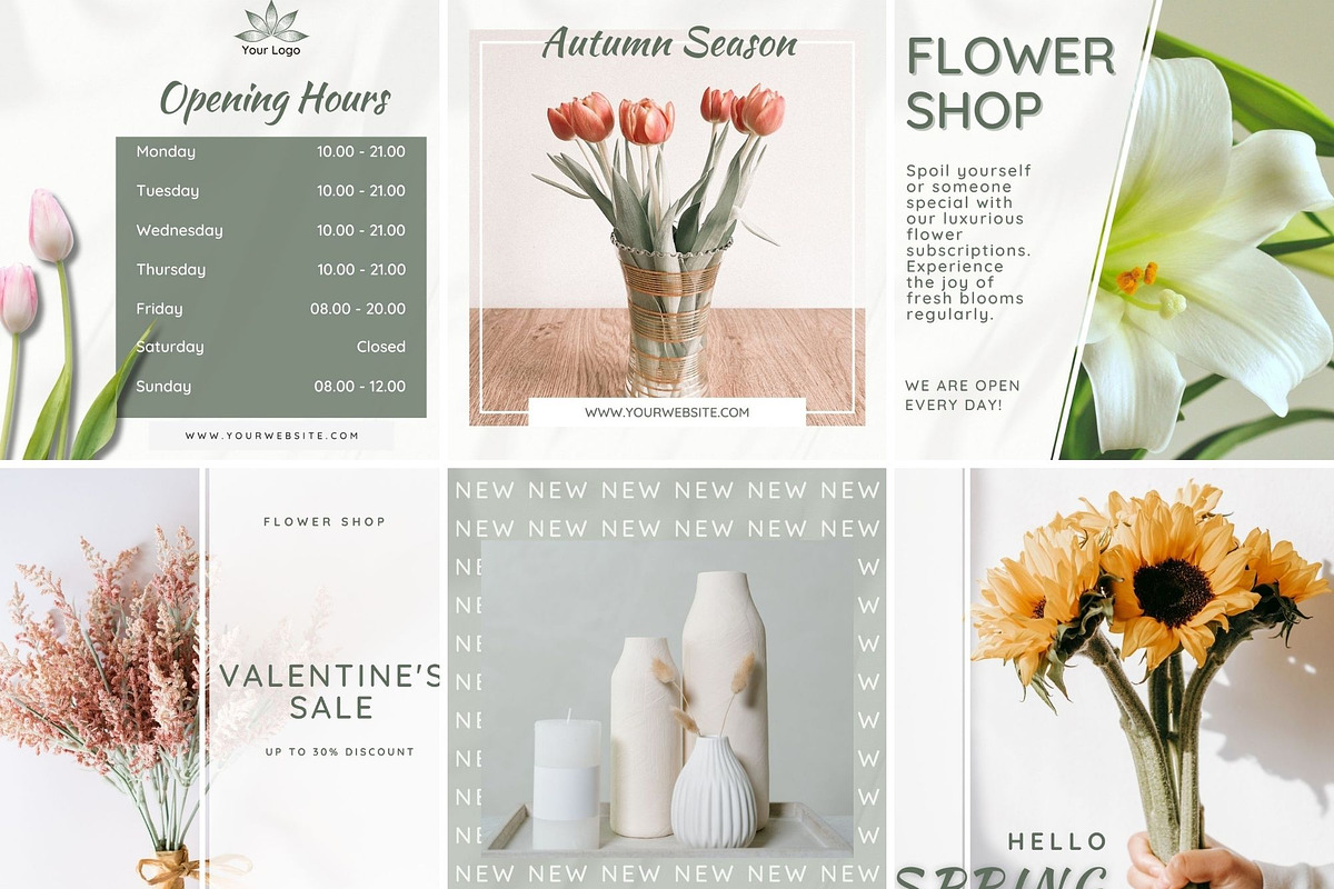 52 FLOWER SHOP canva templates, a Social Media Template by Talipic Designs (Photo 3 of 7)