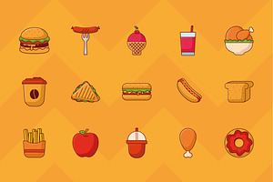 Fast Food Icon Set, a Templates & Theme by studiogstock