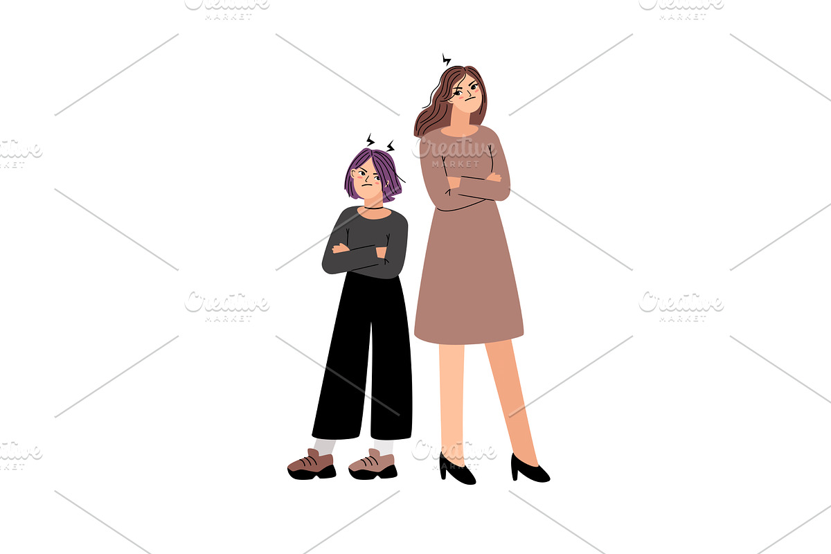 Mother and daughter angry and, a Person Illustration by Stock-Smart-Start