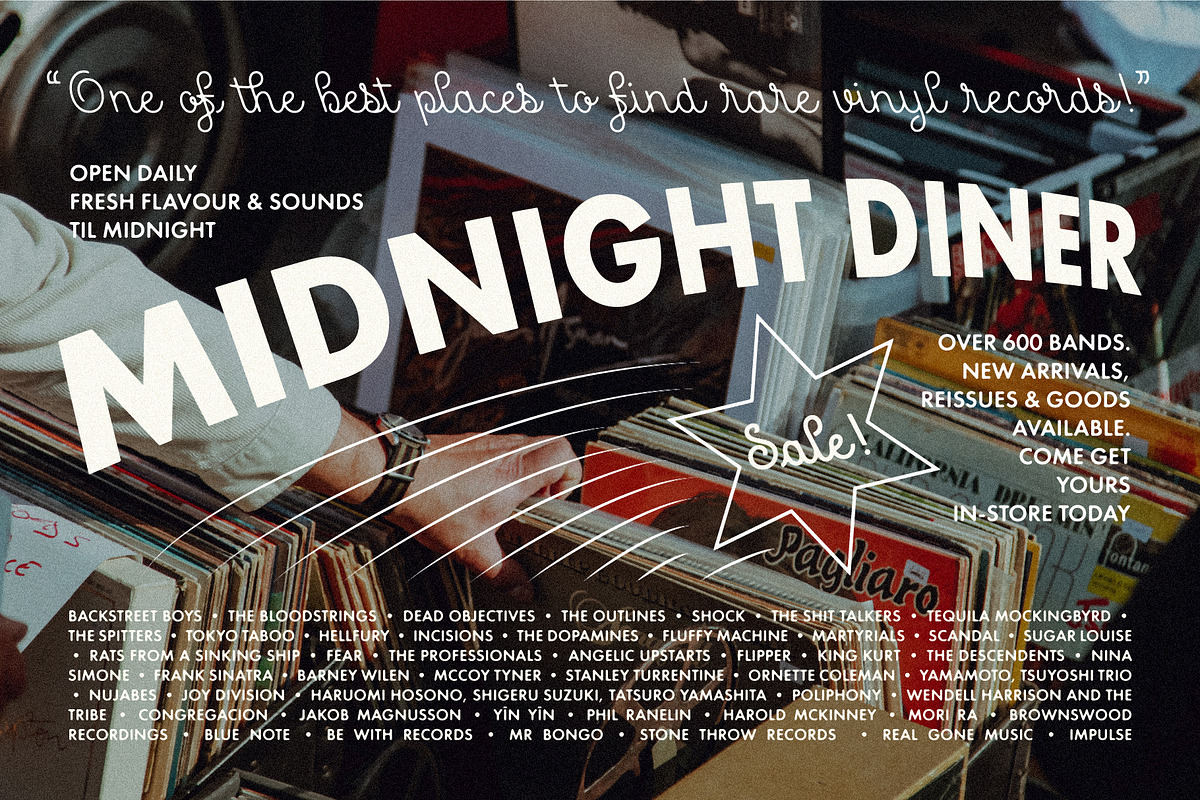 Midnight Diner Left-leaning Script, a Script Font by Leah Design (Photo 6 of 20)