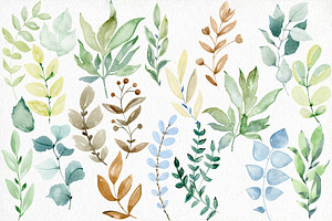 Watercolor Leaves Clipart.