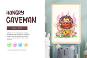 Cartoon Hungry Сaveman. Tshirt, PNG., a Person Illustration by KENO Mascots (Thumbnail 6 of 7)