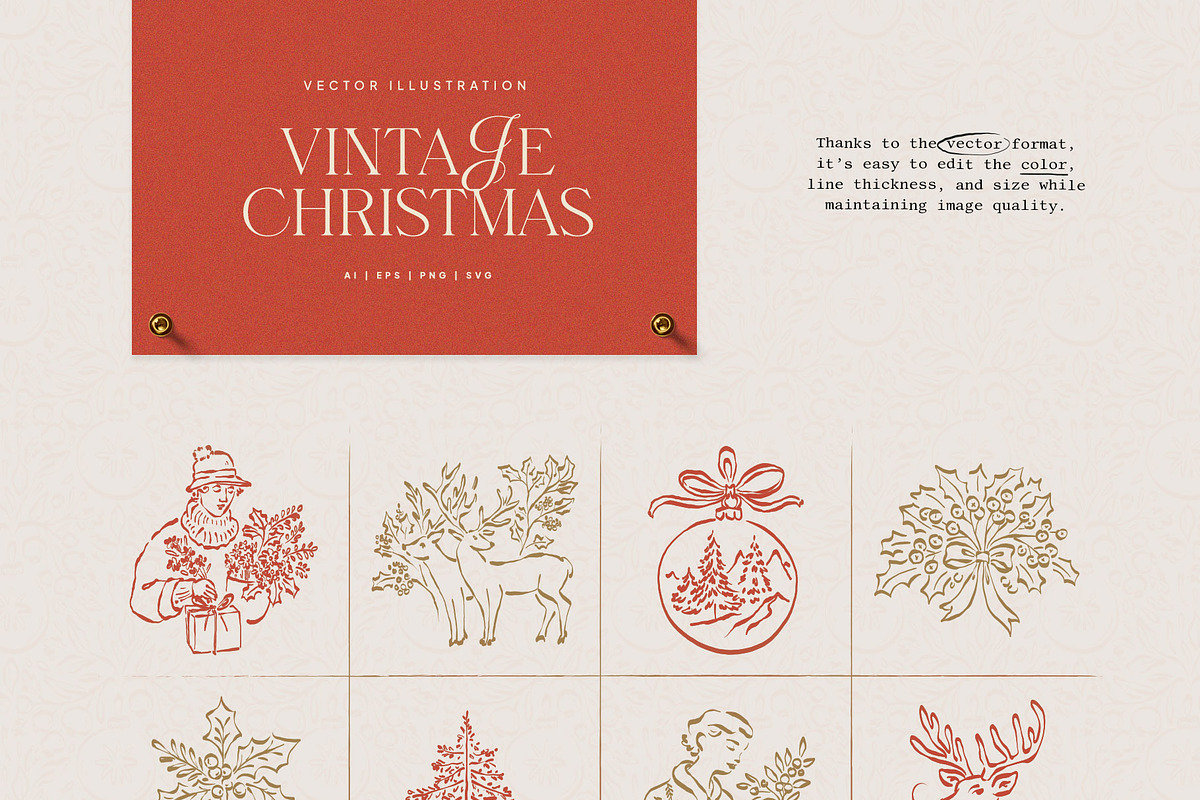 Vintage Christmas | Illustration Kit, a Seasonal Illustration by KetteCreate (Photo 7 of 11)
