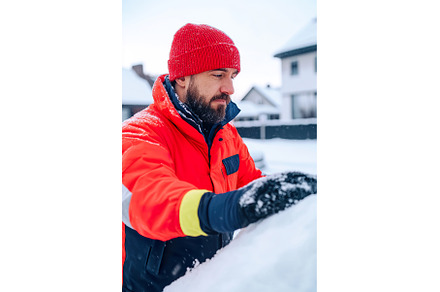 Driver using snow brush to clear, a Nature Photo by Lermont51