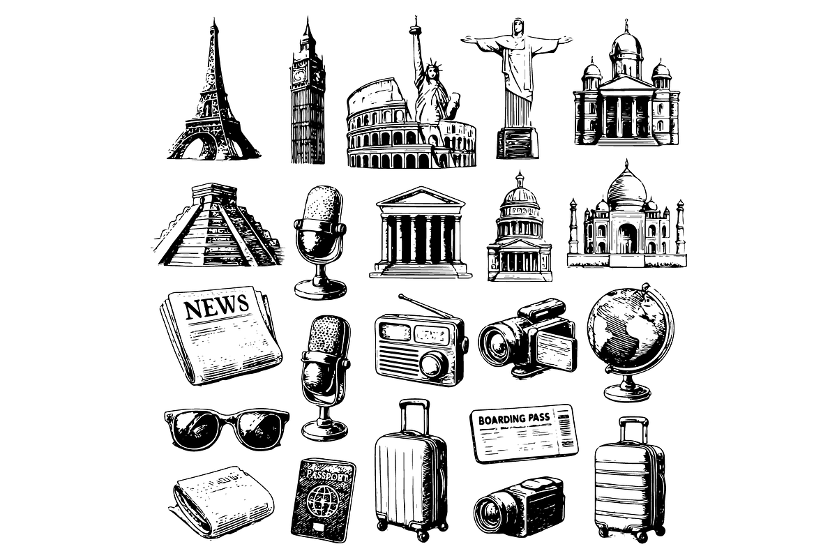World Travel Icon Set, an Object Graphic by nikagraphic