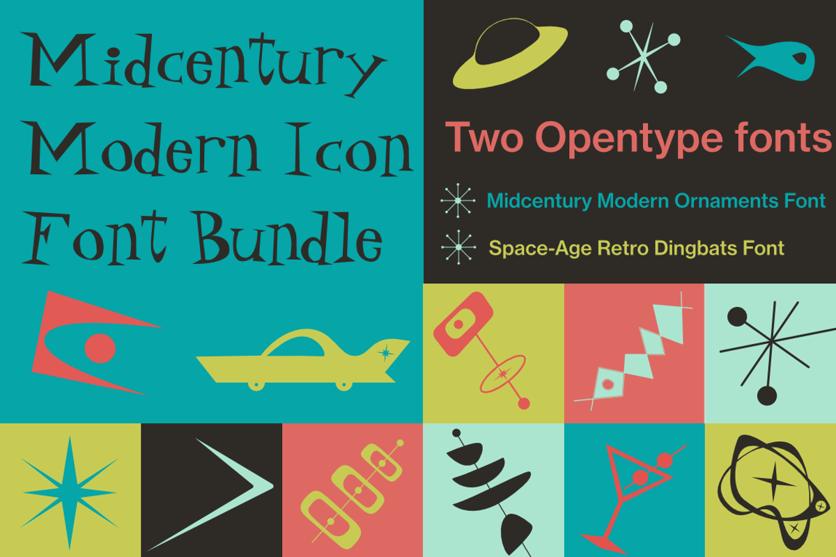 Midcentury Modern Icon Font Bundle, a Symbol Font by Pacific Modern Art (Photo 1 of 25)