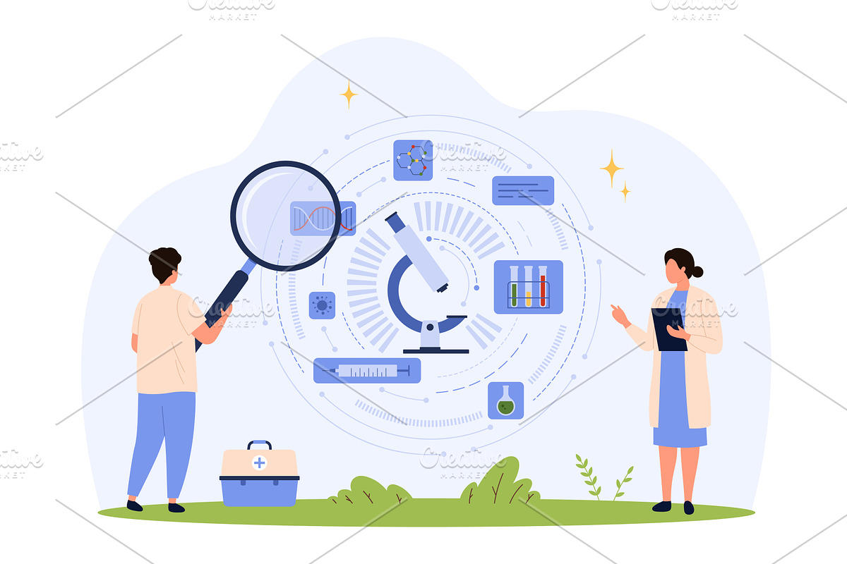 Scientists Analyzing Chemistry, an Illustration by Flashvector