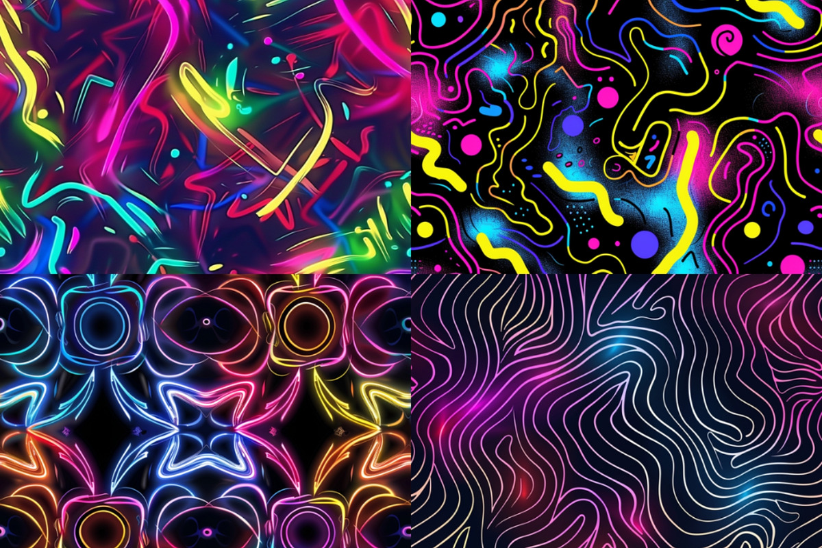 Neon Abstract Seamless Patterns, a Pattern Graphic by PrintablesByFranklyn (Photo 5 of 6)