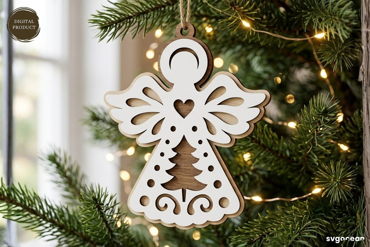 Nativity Angel Ornament SVG Bundle, a Decorative Illustration by svgocean (Photo 7 of 7)
