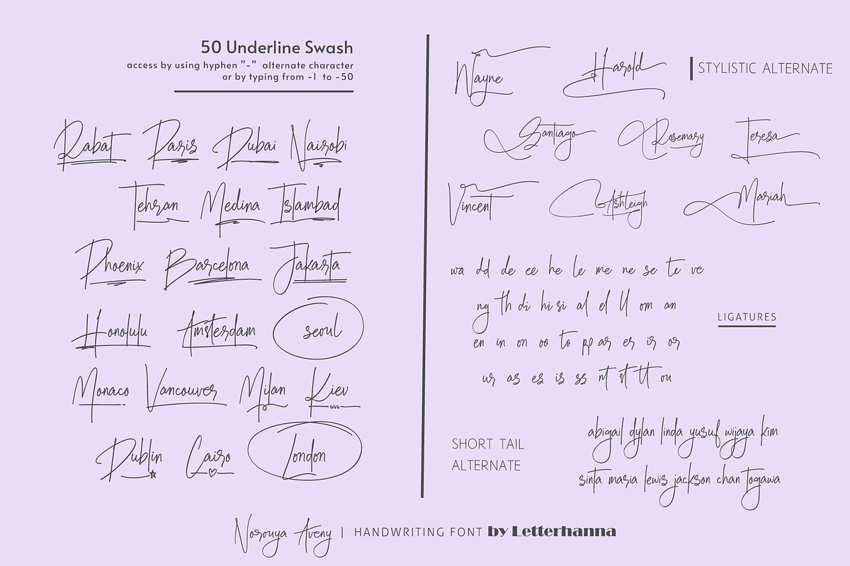 Norouya Aveny Handwritten Font, a Script Font by Letterhanna Studio (Photo 3 of 15)