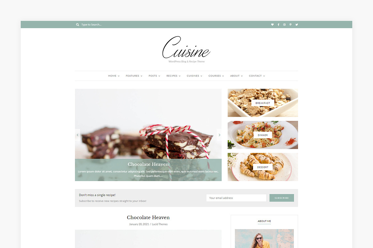 Cuisine - Blog & Recipe Theme, a WordPress Template by Lucid Themes (Photo 2 of 6)