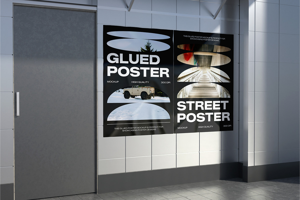 Glued Poster Mockup, an Advertising Mockup by Unerispace (Photo 3 of 5)