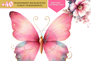 Watercolor Pink butterflies clipart, a Decorative Illustration by VM PARTYS  BY TAIRUMA (Thumbnail 4 of 8)
