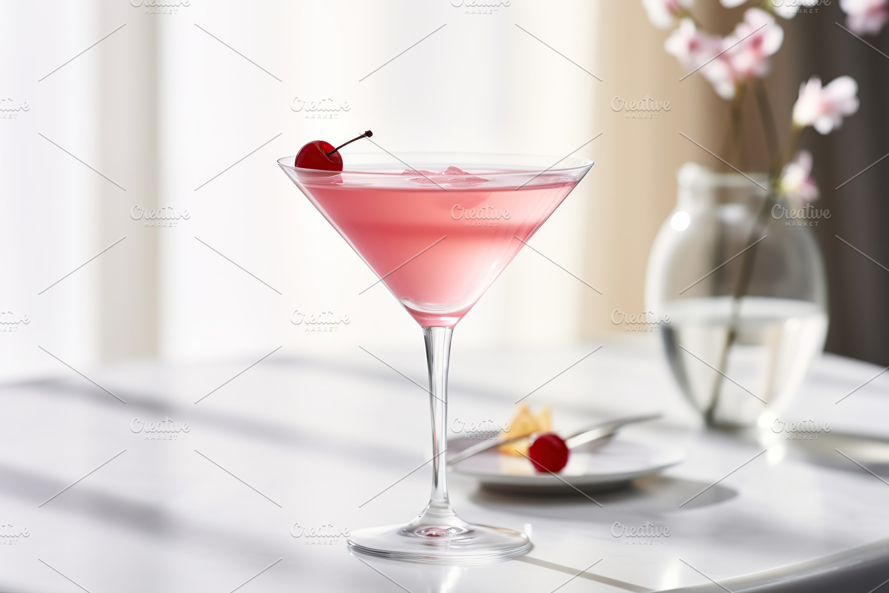 Alcohol cocktail in glass on kitchen table, a Food & Drink Photo by AlyaAnd