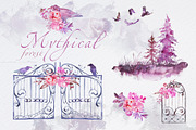 Watercolor Mythical Forest Clipart, an Animal Illustration by ArtCreationsDesign (Thumbnail 1 of 5)