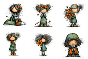 Flowers and Girls Clipart, an Illustration by CreationArt (Thumbnail 4 of 6)