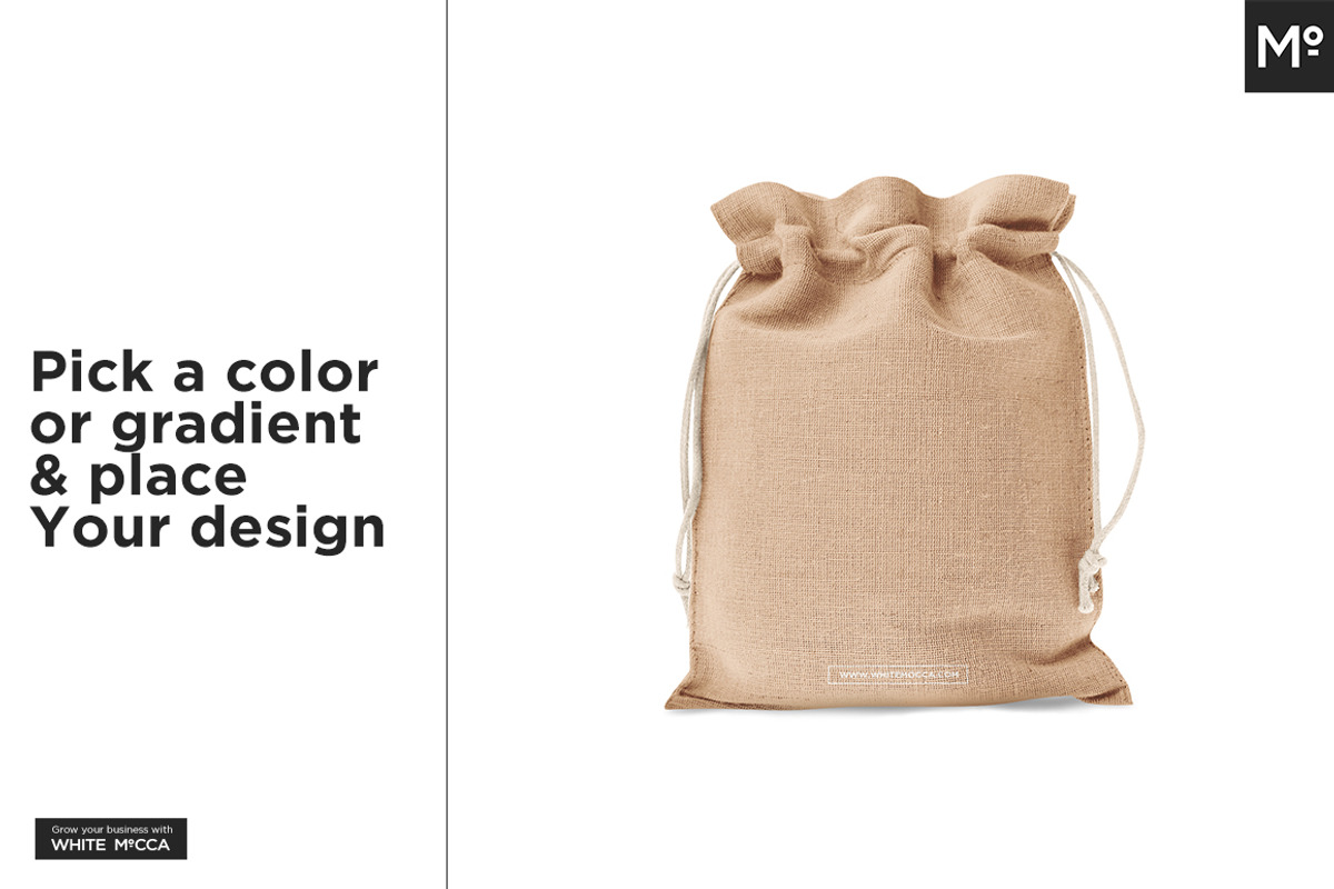 Drawstring / Burlap Jute Bag Mock-up, a Packaging Mockup by Mocca Mockups Store (Photo 5 of 11)