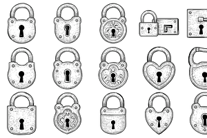 Padlock Icon Collection, an Object Graphic by nikagraphic