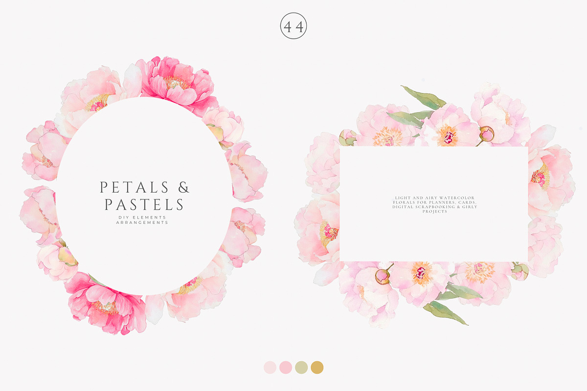 watercolor coquette pink peony set, a Decorative Illustration by Patishop Art (Photo 7 of 10)