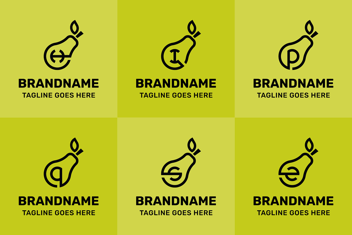 Letter H I P Q S Z Pear Logo Set, a Branding & Logo Template by Pray Art Design Studio (Photo 1 of 2)