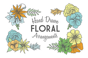 Hand Drawn Floral Arrangements