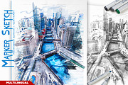 Marker Sketch Photoshop Action, an Action Add-On by GorynArt (Thumbnail 1 of 20)