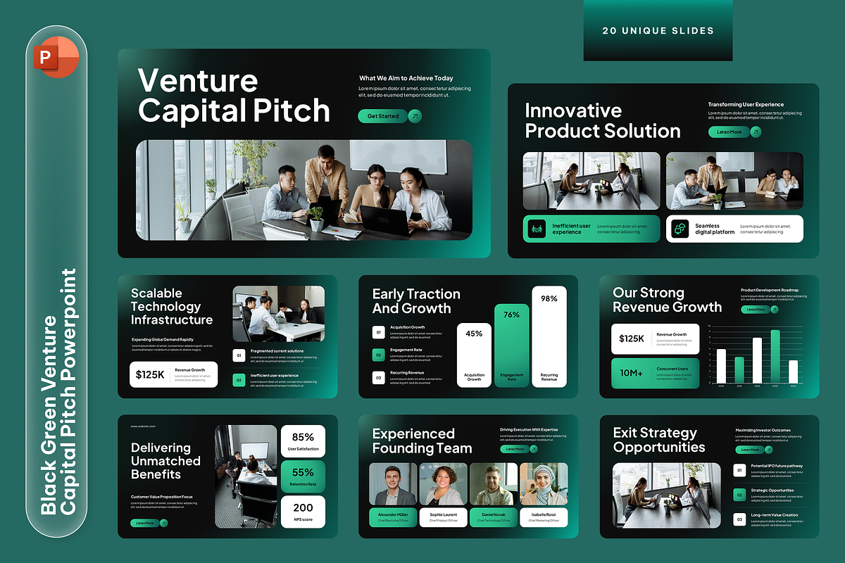 Black Green Venture Capital Pitch, a Presentation Template by Sixtemp (Photo 1 of 3)