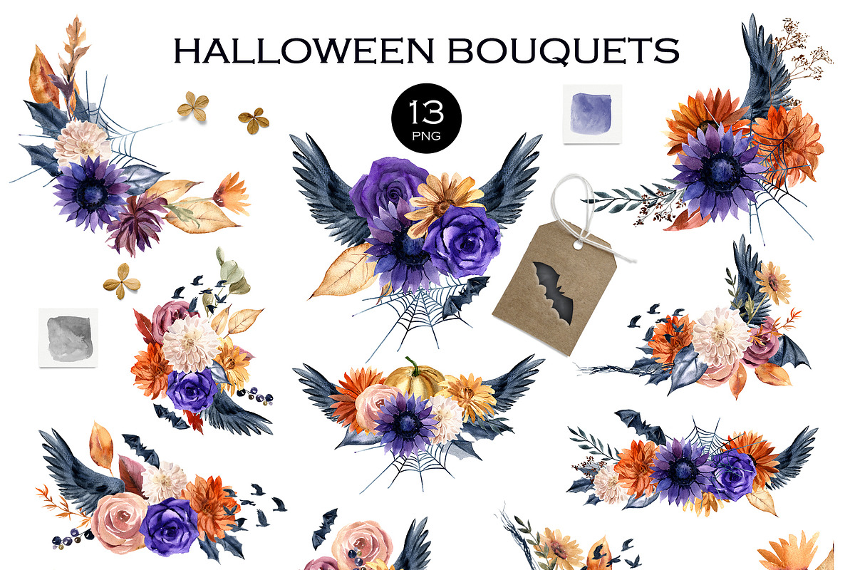 Watercolor Gothic Halloween, a Decorative Illustration by Elena Dorosh (Photo 7 of 12)
