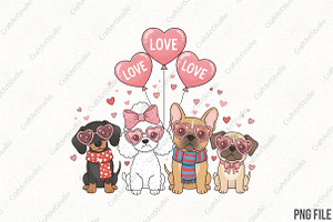 Valentine Dachshund Dogs Sublimation, an Illustration by CraftArtStudio
