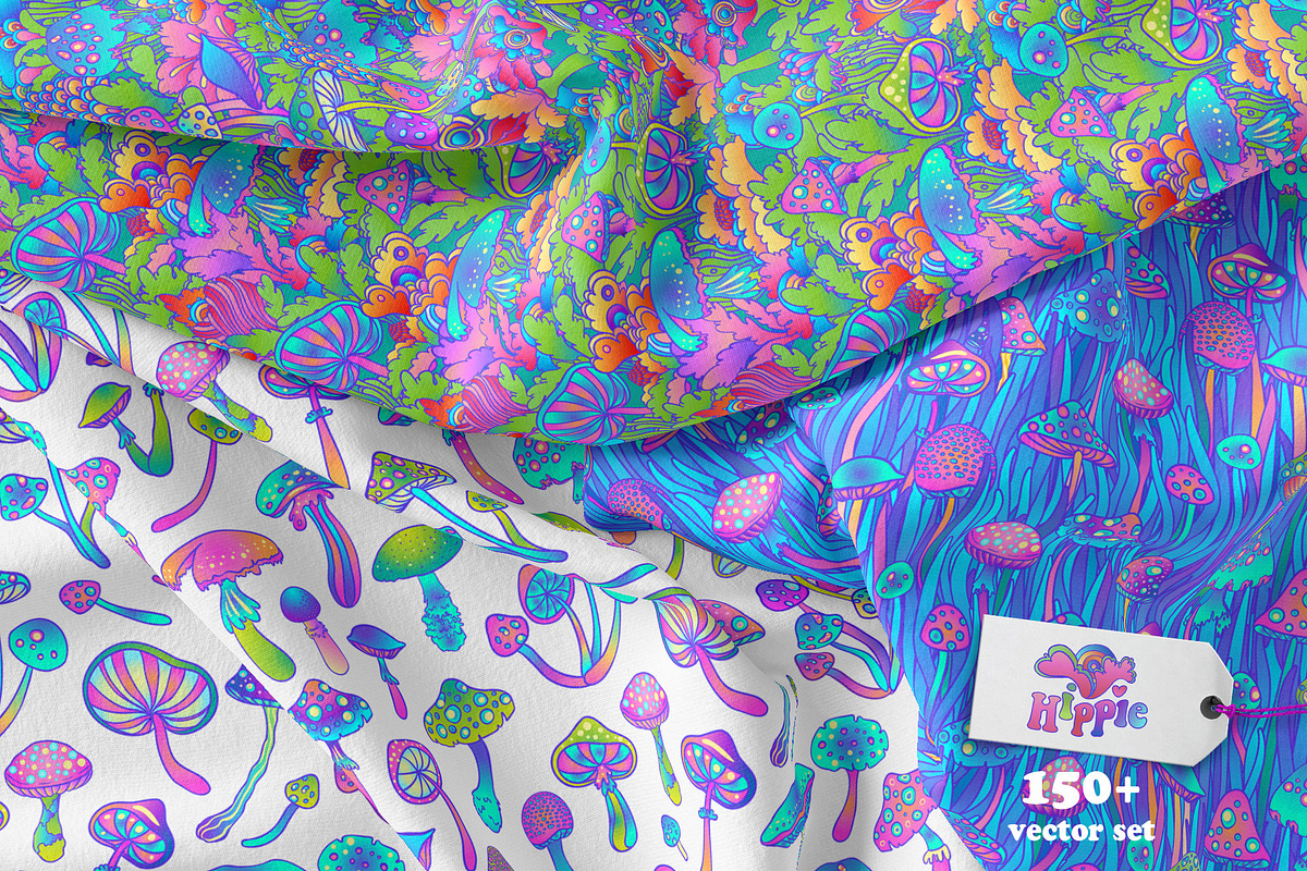 HIPPIE Set of 150+ vectors, a Pattern Graphic by Varvara Gorbash (Photo 6 of 9)