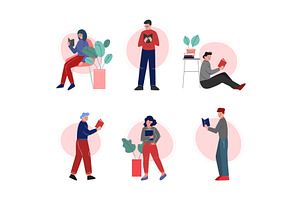 People Characters Reading Book, a Person Illustration by TopVectors